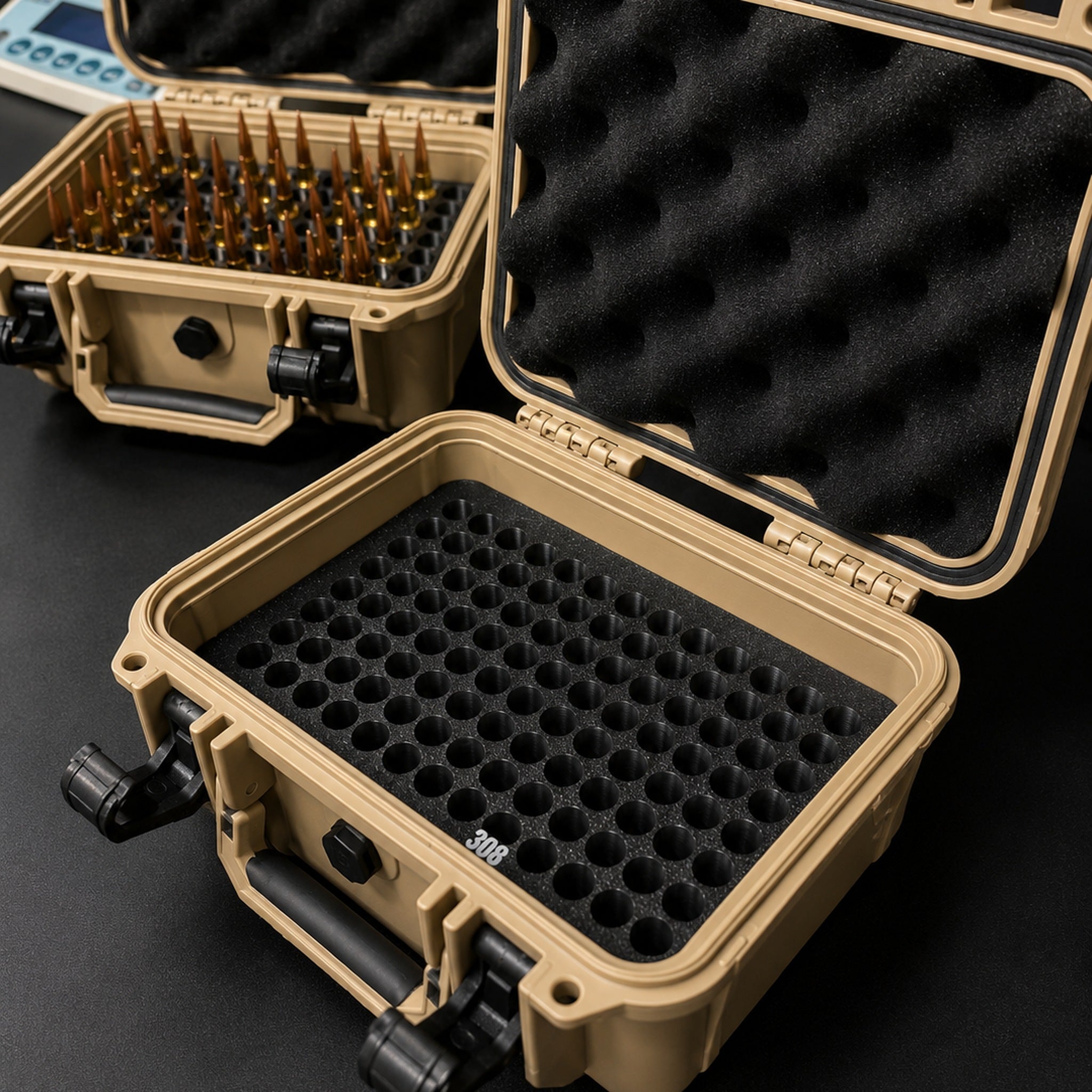 Forward Point Universal Tray cases on the bench